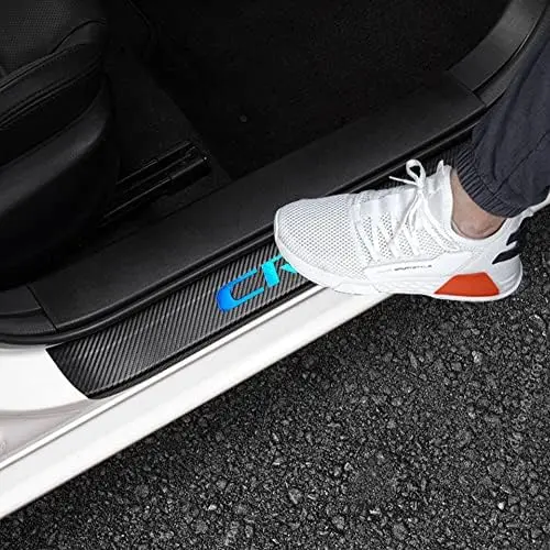 

Защитные накладки на пороги LEXLEY из карбона для CR-V 2006-2026, 4 шт., с синей кожаной отделкой – защита от царапин