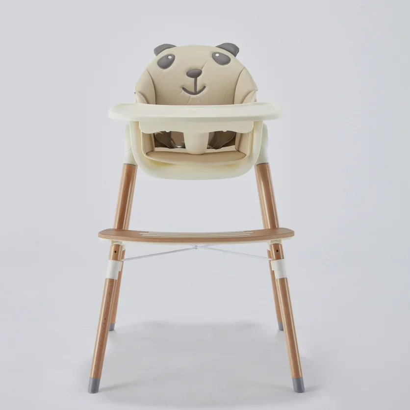 Cute Animal Stoel Solid Wood Baby Multifunction Baby High Chair with Height Adjustable