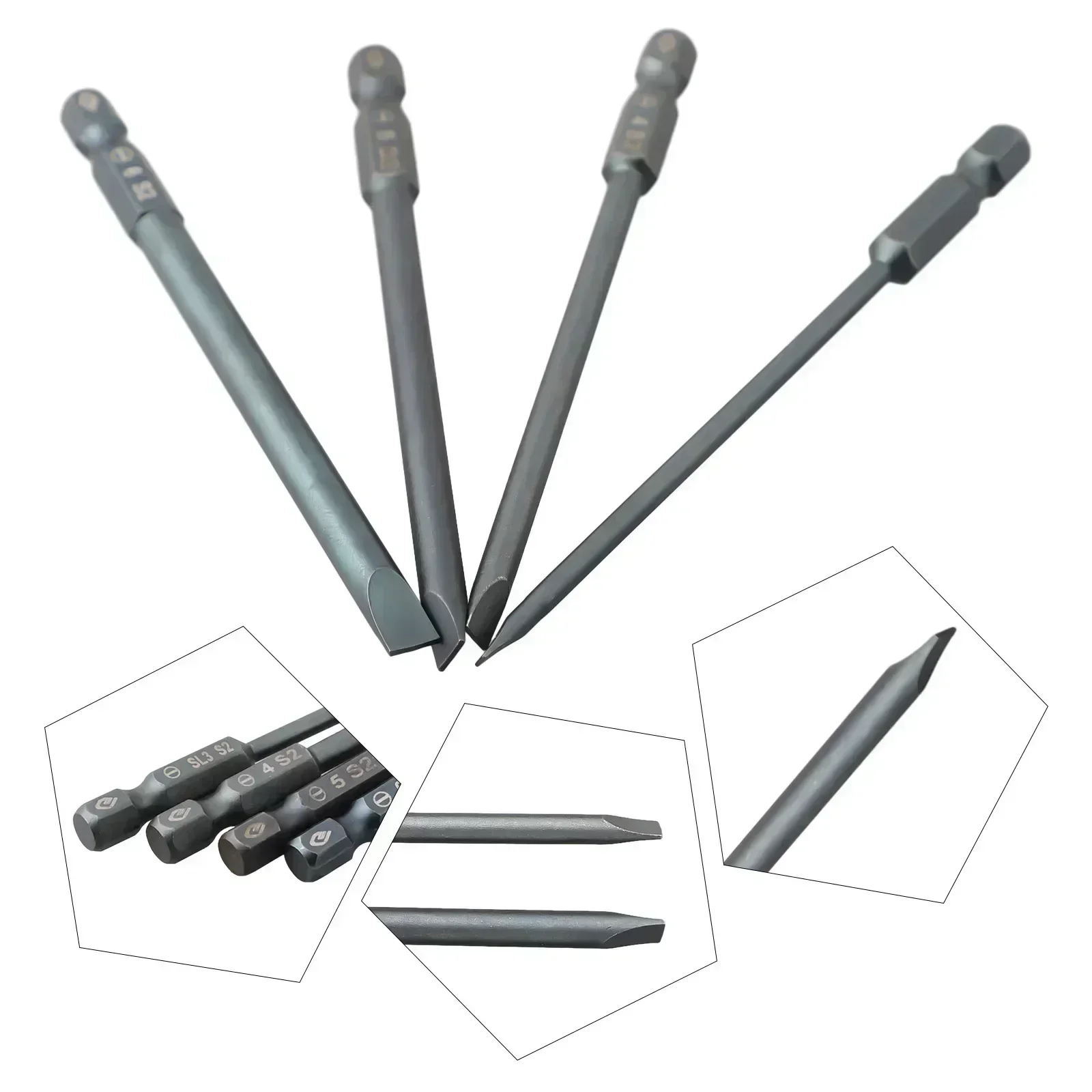 1pc 100mm Flat Head Slotted Tip Screwdriver Bit 1/4 Inch Hex Shank Magnetic Screw Drivers Bits Hand Tool SL3.0 SL4.0 SL5.0 SL6.0
