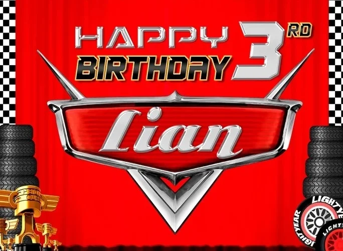 Custom Racing Car Red Backdrop Trophy Boys Birthday Party Name Personalized Photo Background Photocall Prop Decoration Banner