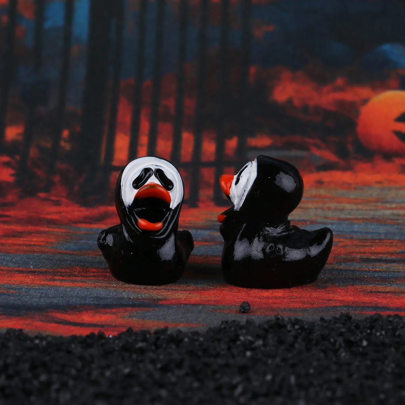 12-teiliges Set Miniaturfiguren aus Kunstharz: Halloween-Enten und Geister für Garten-, Feen- und Mikrolandschaftsdekorationen, Heim-DIY-Dekoration – Detail 8