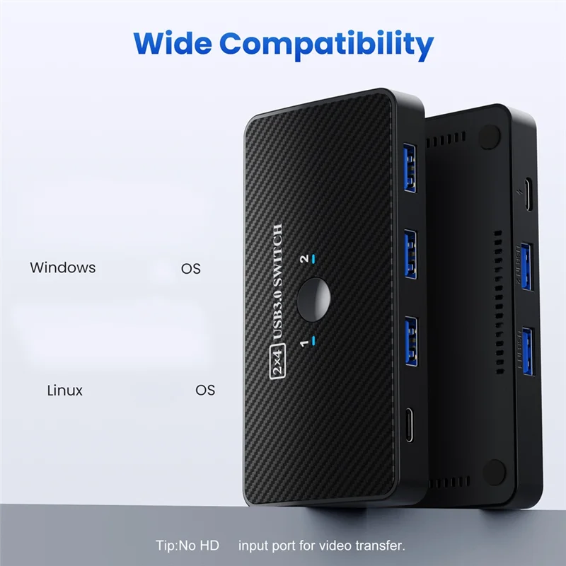 ABSQ-USB3.0 スイッチアダプタ 2 入力 4 出力 USB 3.0 スイッチャー KVM スイッチャー プリンターシェアラー コンピューターキーボード用 USB スイッチ