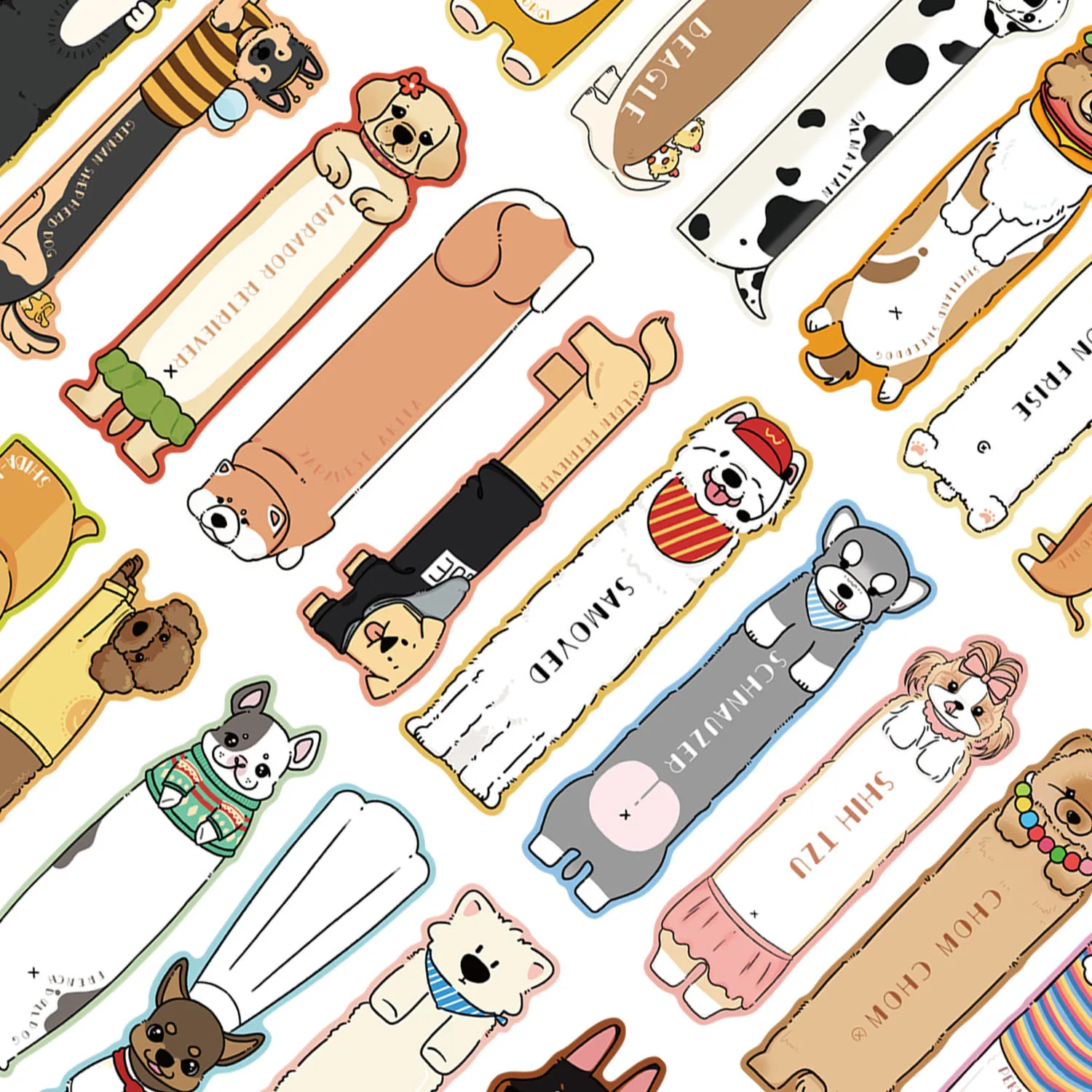 30PCS Rreading Puppy Themed Bookmarks Posters Laptop Decorative Gifts DIY Scrapbooking Waterproof Paper Card Marking﻿ Bookmark