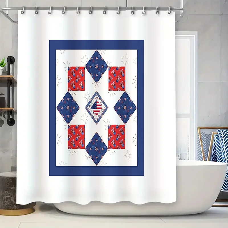 

American Flag Shower Curtain Patriotic Stars and Stripes Decor USA Home Bathroom Backdrop Waterproof Vintage Farmhouse Style