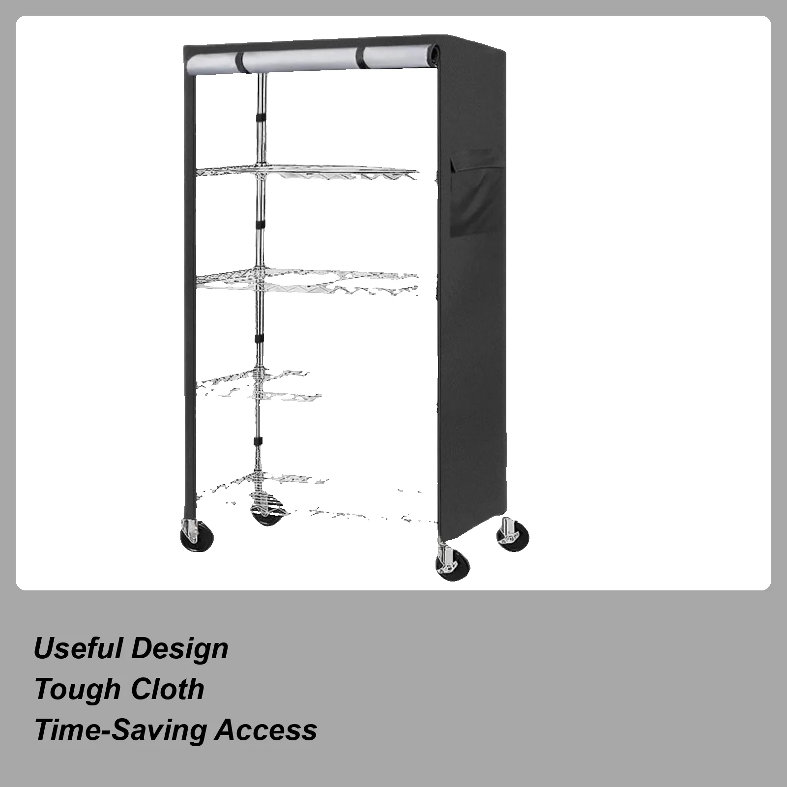 Wire Rack Shelf Cover Standing Shelf Units Cover Storage Rack Protector With Zipper For Pantry Garage Basement Patio Kitchen