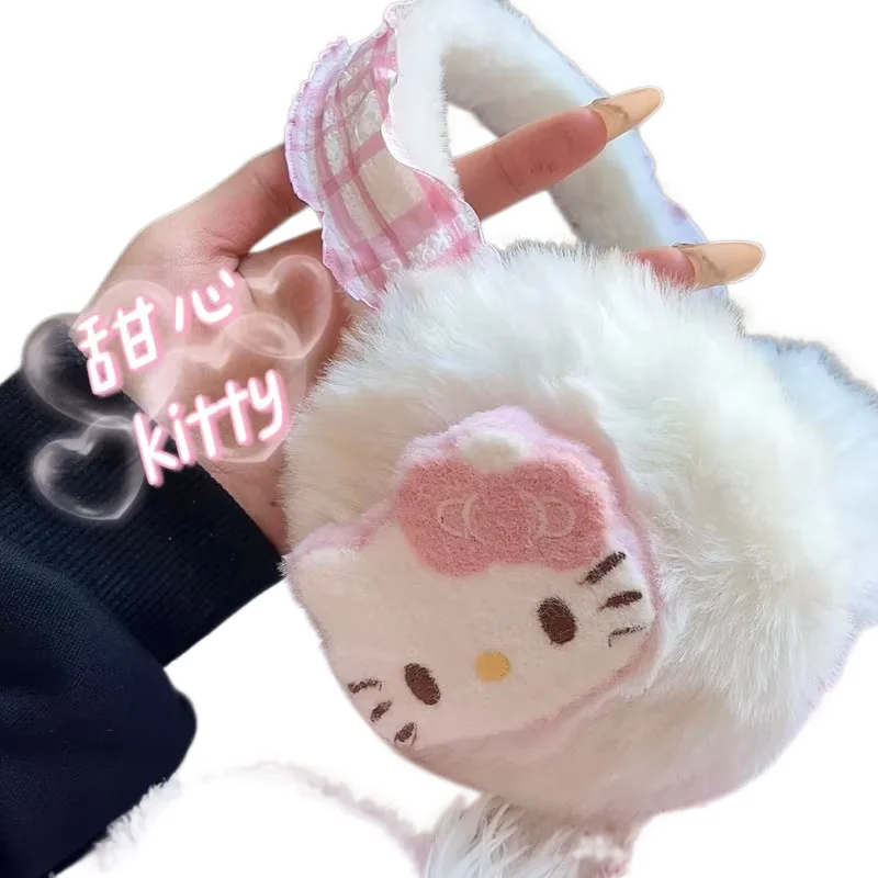 

New Cute Sanrio Cartoon HelloKitty Ear Protector Warm Winter Plush Cycling Anti freezing Warm and soft Outdoor Ear Cuffs Eartips