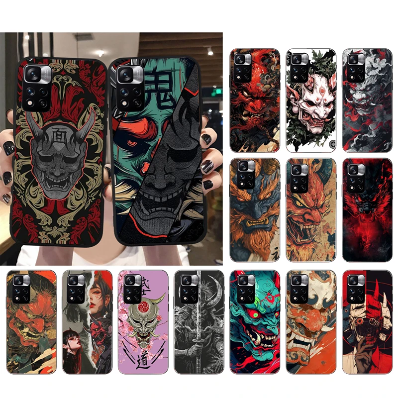 

Japanese Oni Mask Devil Art Funda Phone Case For Xiaomi Redmi note 14 Pro 14 13 12 11 10 Pro 14S 12S 11S Redmi 14C 13C 10