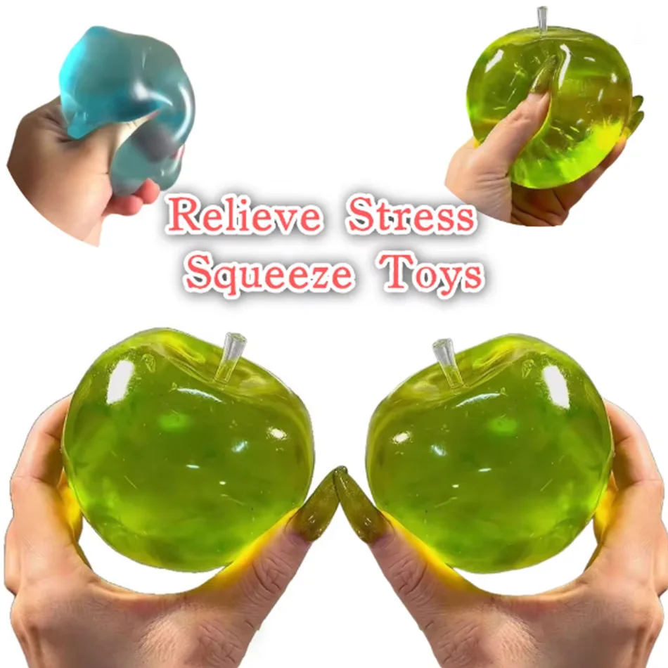 

ASMR Apple Moldable Stress Ball Coconut Oil Squishy Transparent Apple Non-Bounce Squeeze Ball Sensory Toy Relieve Stress Toy