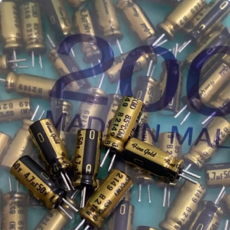 10PCS-100PCS 4.7UF 50V Japanese Nichicon Copper Pin Capacitor 50V4.7UF 5 * 11 FG (FINE GOLD)