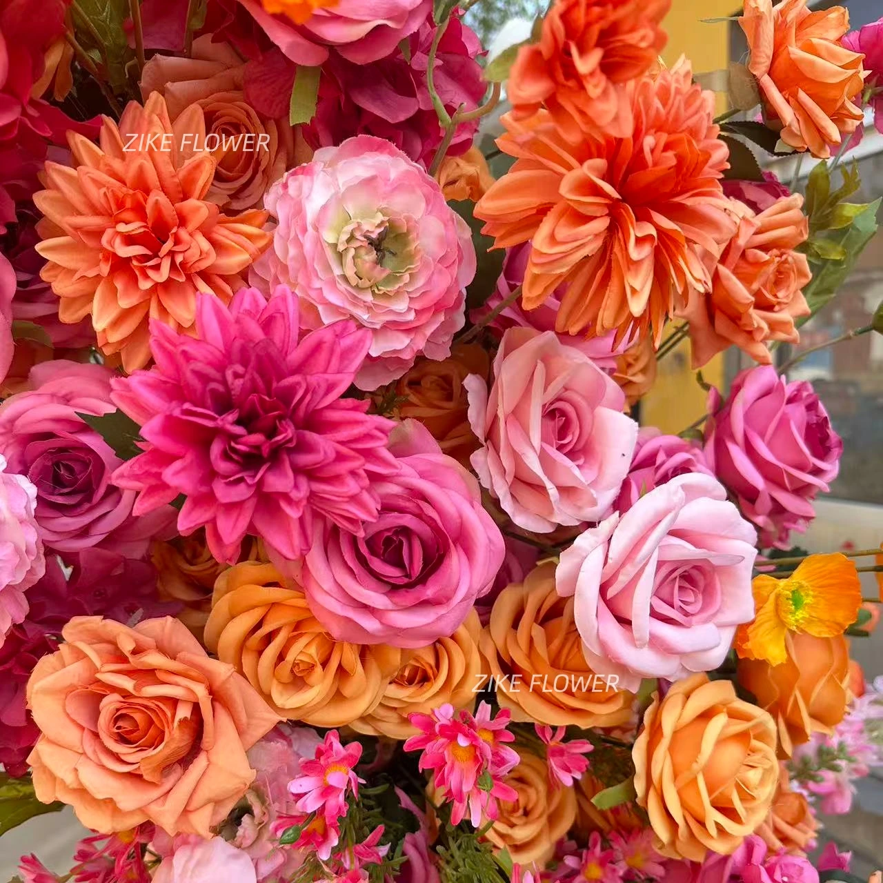 Party Decoration Supplies Silk Hydrangea Flowers Center Piece Orange And Pink Flower Arch Colorful Flower Arrangements Wedding
