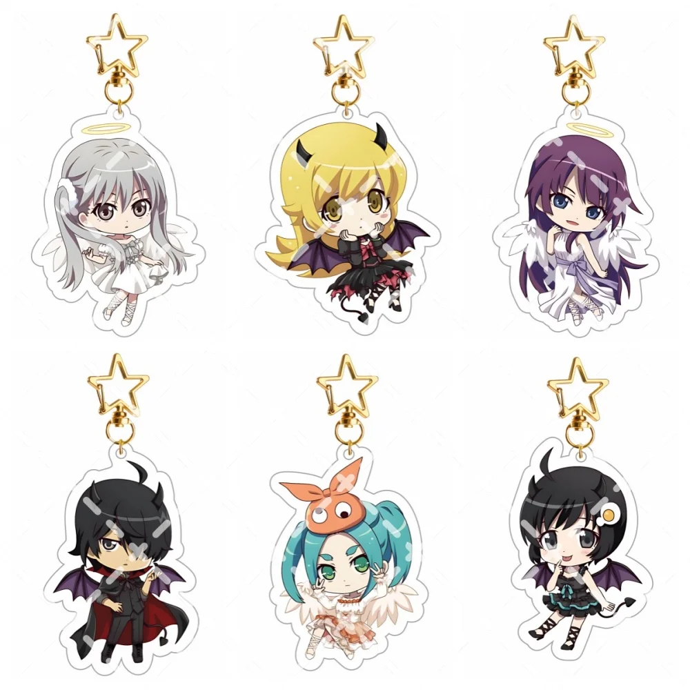 Kawaii Chibi Shinobu Oshino Devil Horn Bat Wing Acrylic Keyring Bakemonogatari Anime Character Bag Pendant Ornament Gift