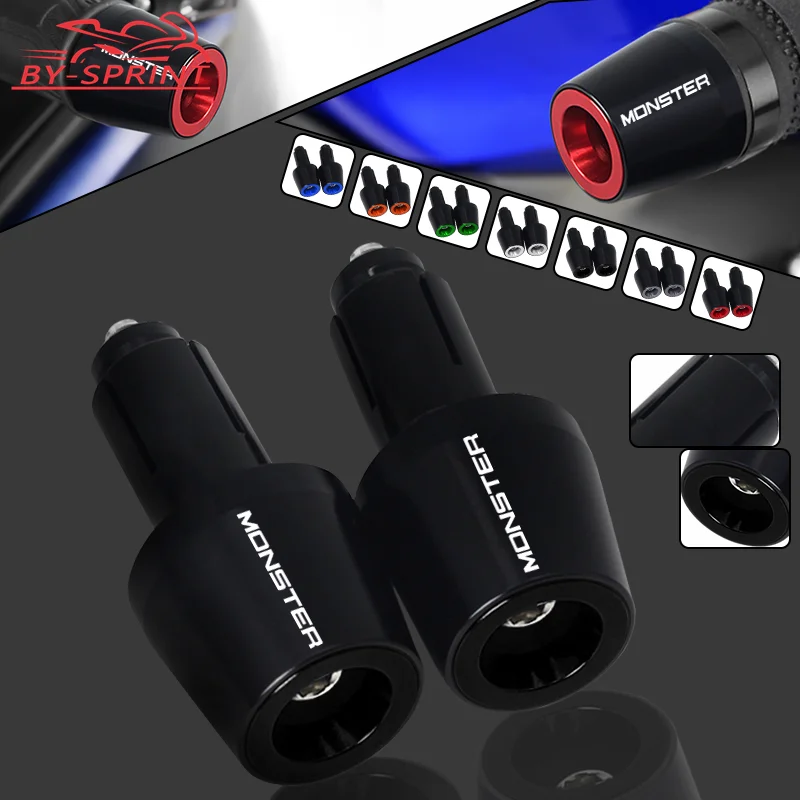 

For Ducati Monster 400 620 695 696 796 821 1100 1200 7/8'' CNC Motorcycle Handlebar Grips Handle Bar Cap End Plugs MONSTER