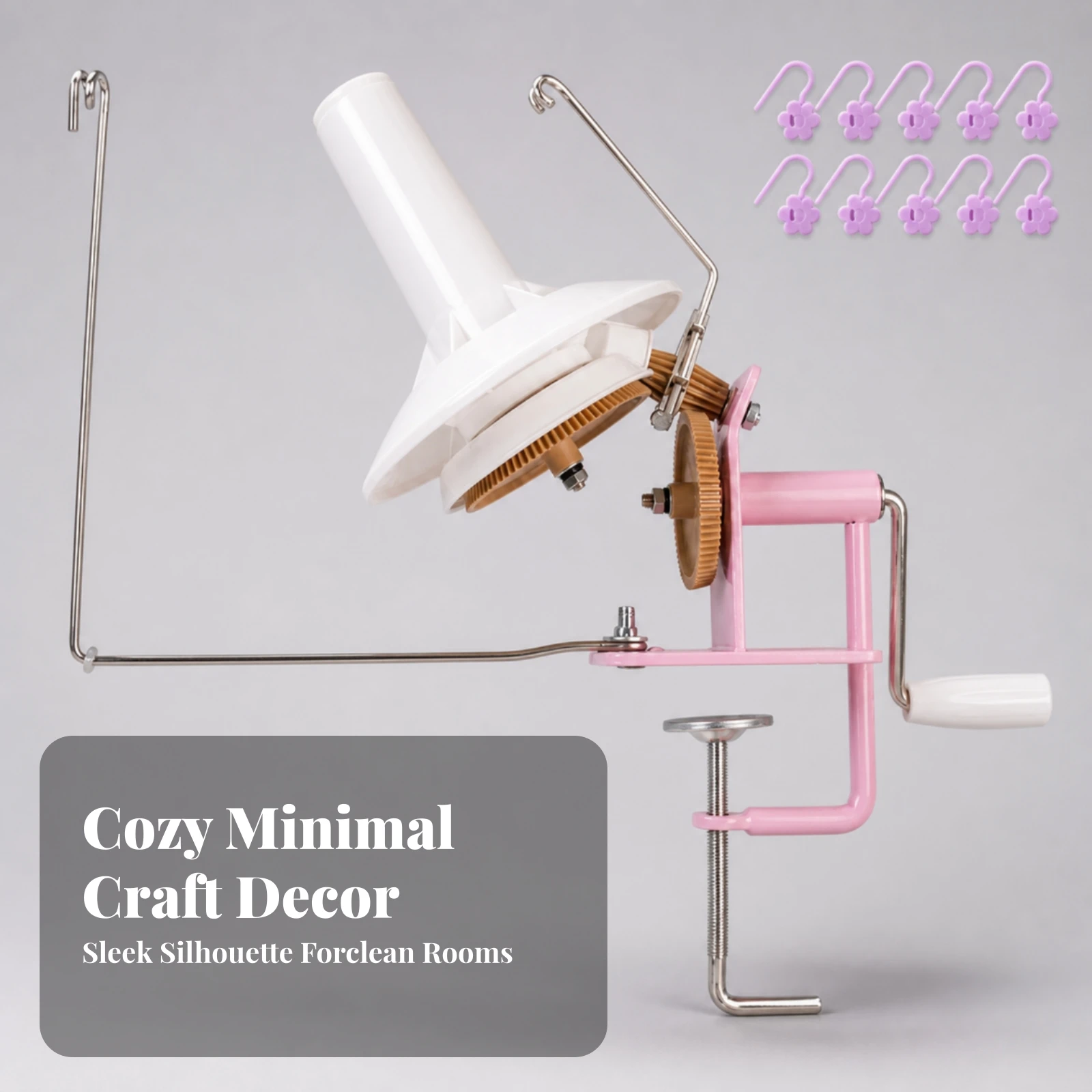 Yarn Winding Machine Clamp-on Yarn Winder with Stitch Markers Tool Manual Desktop for Knitters, Craft Tables, Hobby Rooms view 6