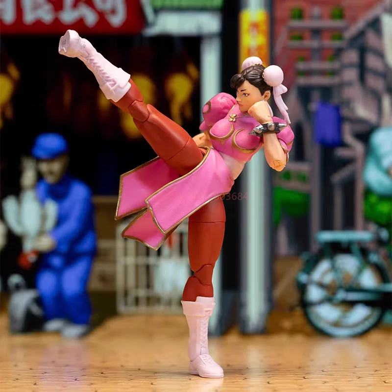 ชุดคอลเลกชั่นอะนิเมะ1/12 jada Chunli ชุดตุ๊กตาขยับแขนขาได้สีน้ำเงินแดงของขวัญ