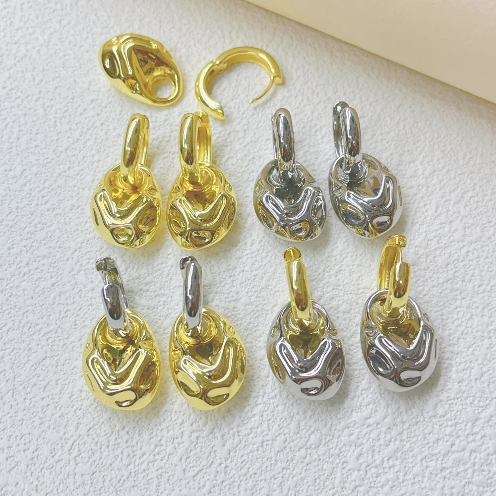 Versatile simple copper three-dimensional hollow irregular concave-convex earrings, earrings, personalized women's party gift