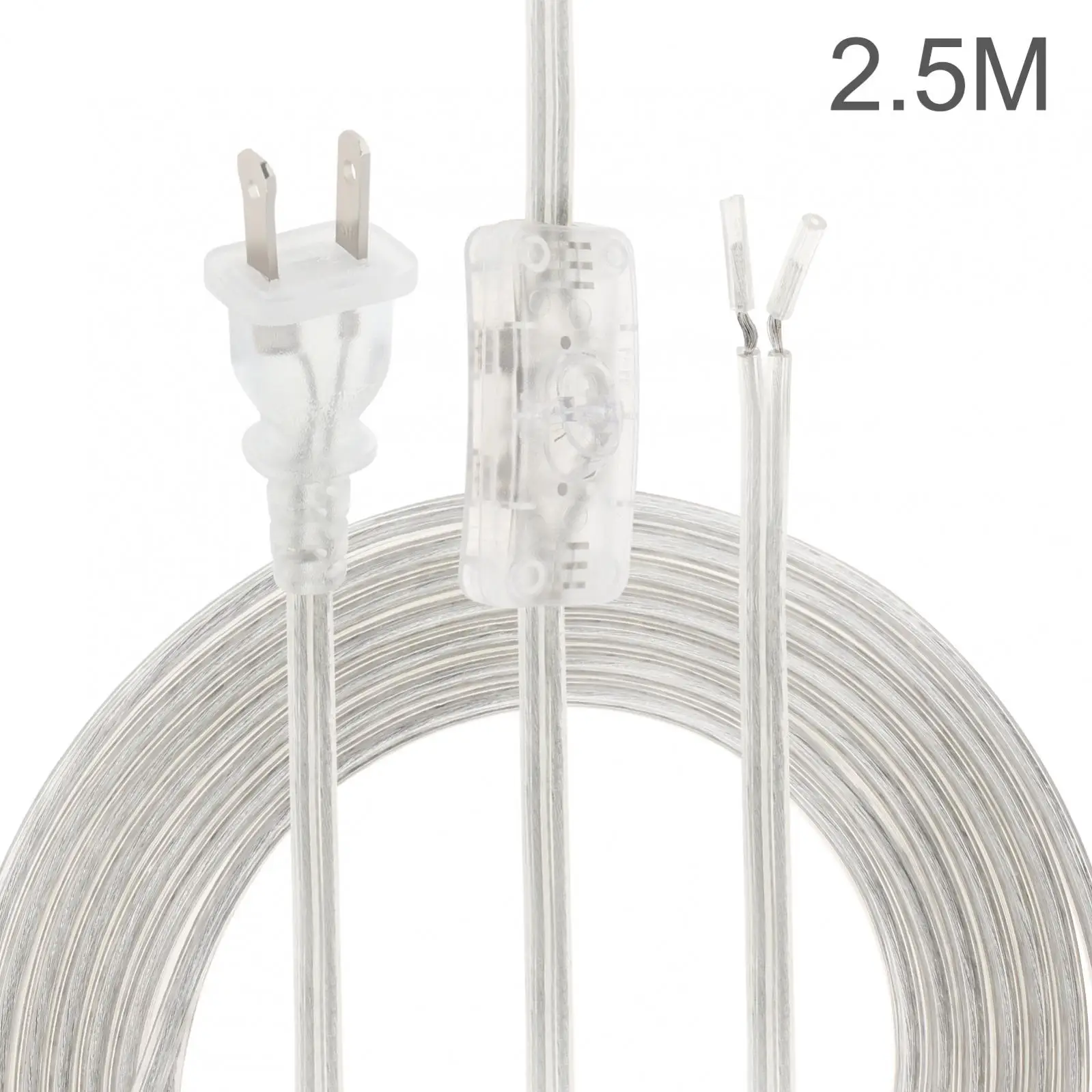 Lamp Cord SPT-2 18AWG Replacement Power Cord for Wiring with Button Switch, US Plug, Transparent Extension Cable