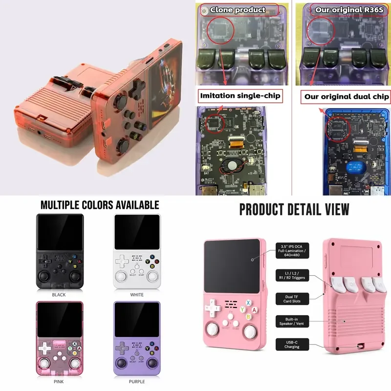 64GB R36S retro handheld game console Linux system 3.5 inch screen portable pocket video game console R36S