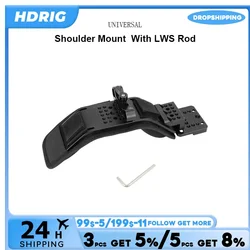 HDRIG Ergonomic Shoulder Pad Mount with V-Wedge Mount 15mm LWS Rod Clamp for Sony VCT-U14 Tripod Adapter for Shoulder Rig