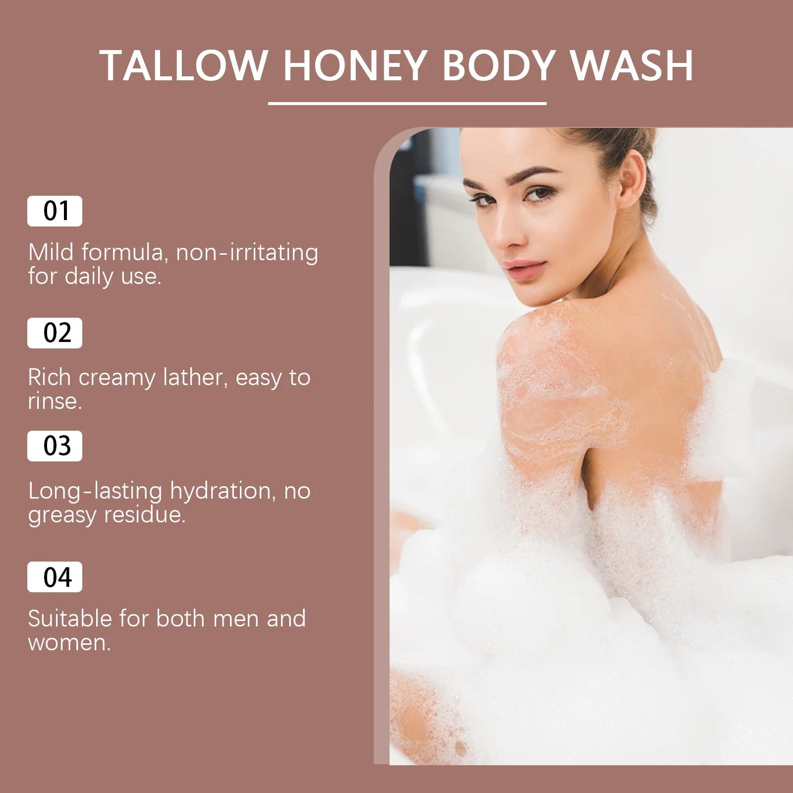 Tallow Honey Body Wash Gentle Cleansing Shower Gel Moisturizing Refreshing Smoothing Brightening Remove Dirt Hydrating Shower Ge