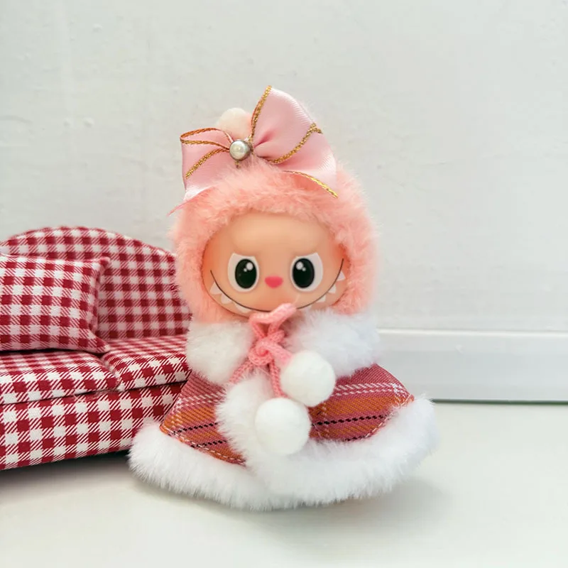 مجموعة الجيل الرابع Mini Labubu Heart Code Series Pearl Snow Ode، زي سلسلة مفاتيح قطيفة لطيفة لدمية الفينيل مقاس 10 سم (الملابس فقط)