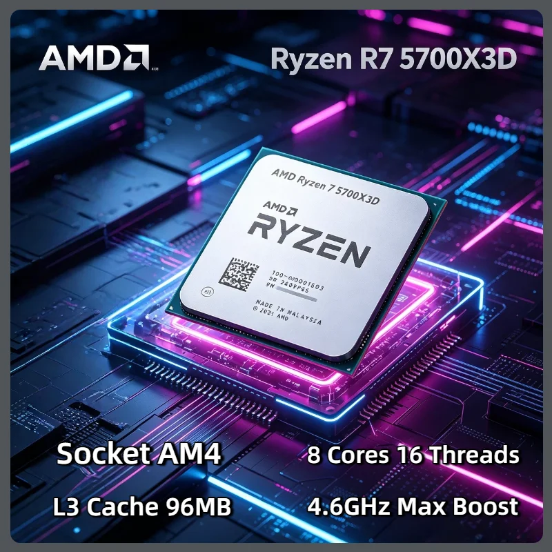 

Original AMD R7 5700X3D Desktop CPU 8 Core 16 Thread 3.0GHz Max Boost 105W Socket AM4 96MB L3 Cache DDR4 Gaming Processor Tray
