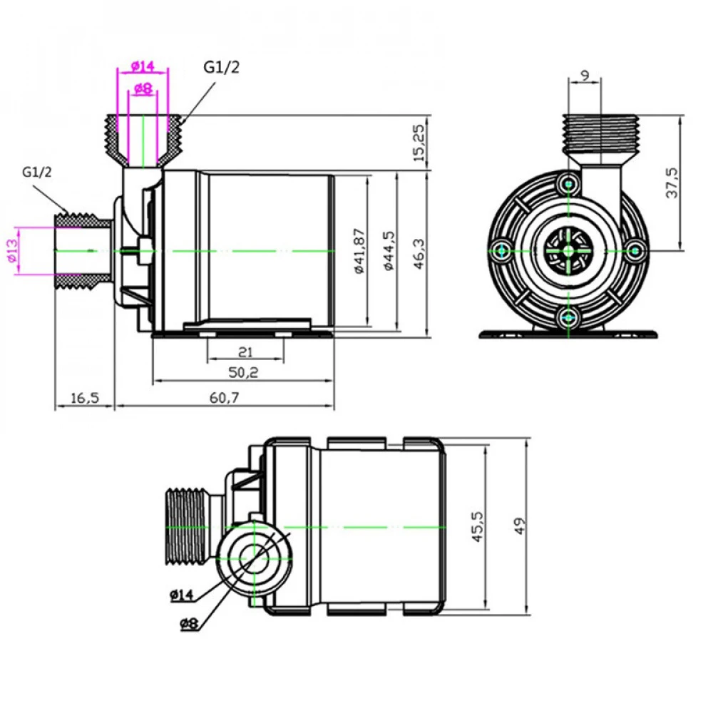 DC12V/24V Screw Brushless Circulation Booster Water Pump High Temperature Resistance IP68 Solar Water Heater Water Pump DC Plug