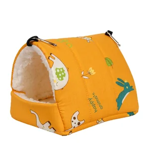 1pc bonito impressão pássaro cama mini gaiola coelho esquilo esteira cobaia ninho casa de hamster pequeno animal dormir cama pet pendurado gaiola 6 principais vendas casinha ninho passarinho - №3