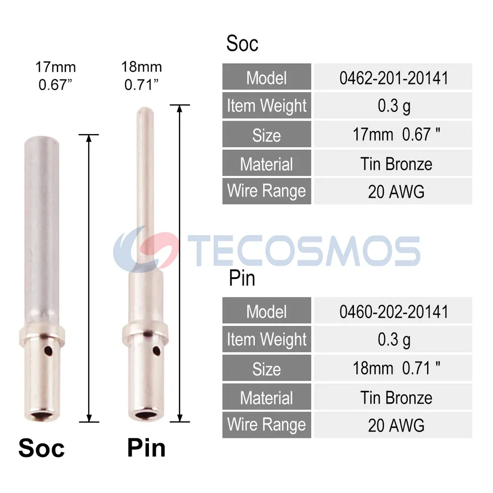 

50 шт. 0462-201-20141 Разъем DEUTSCH, клемма трубчатого типа, пружинный штырь 0460-202-20141