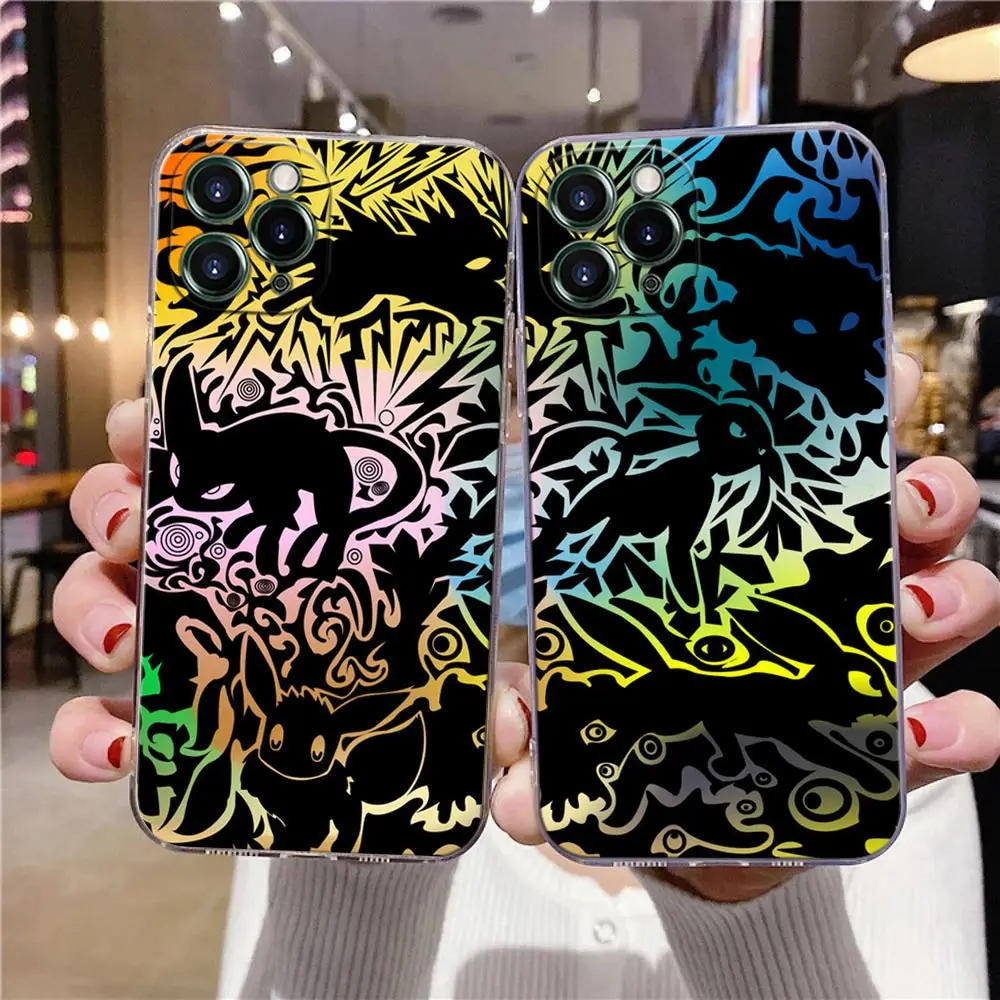 Eevee Evolutions Pokemon Art Clear Case For iPhone 16 15 14 13 12 11 Pro Max Mini Xs XR X 7 8 Plus 6 Soft Cover Silicone Cases