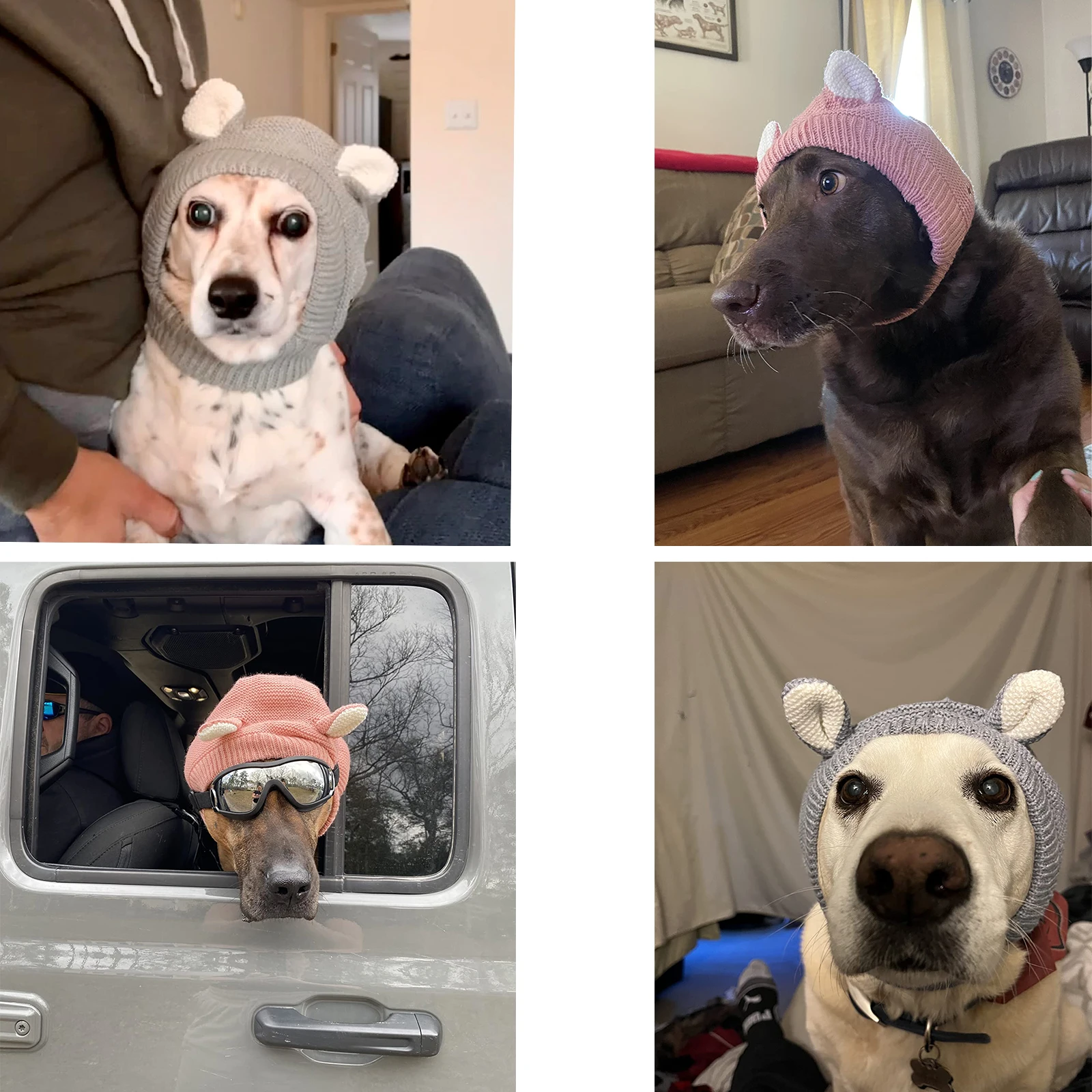 Strickmütze, Lärmschutz, Haustier-Ohrenschützer, Abdeckung, Winter, waschbar, Hunde-Gehörschutz, Wärmer für mittelgroße und große Hunde, Katzen, Haustiere, Gesicht