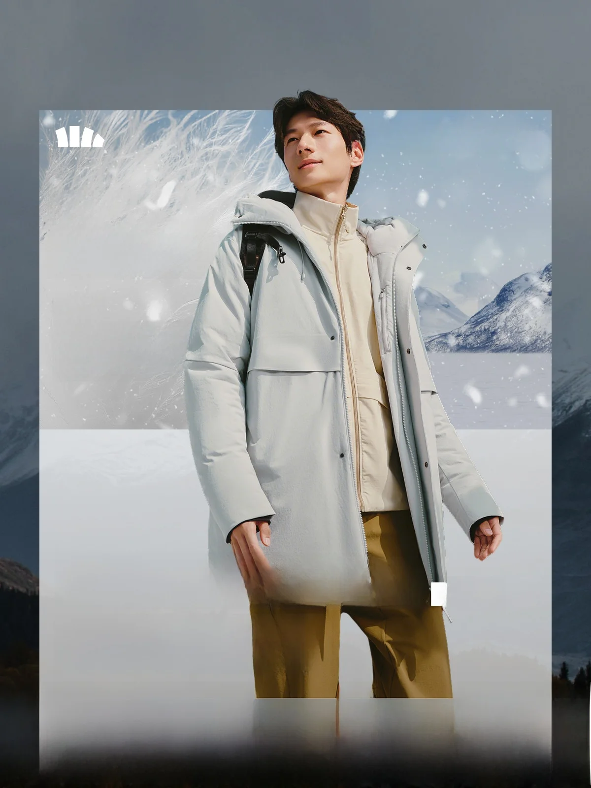 

Banana Leaf Men's down Jacket Thickened White Duck down Outdoor Windproof Wear-resistant Mid-length Cotton Coat Warmth