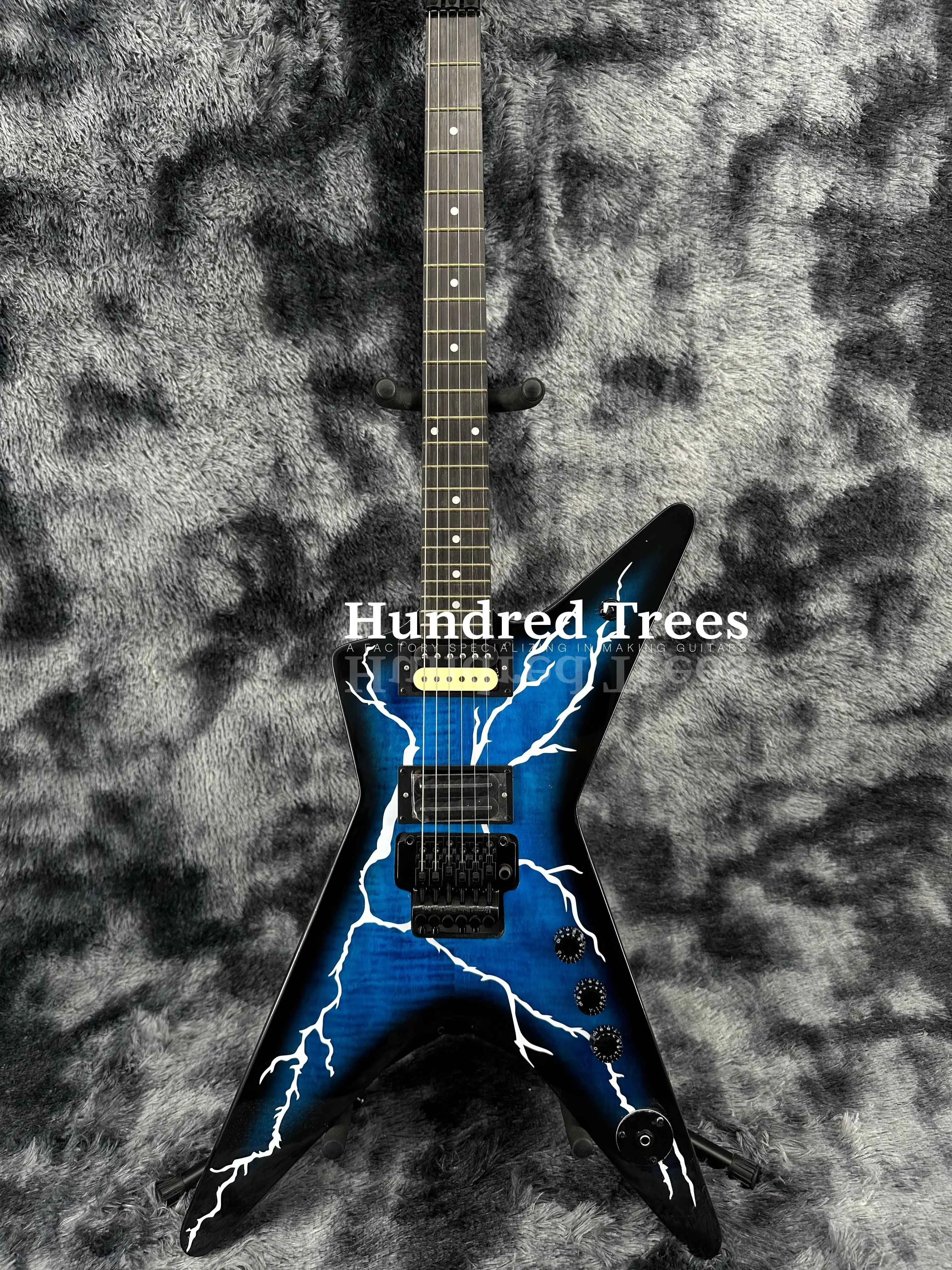 New Blue Lightning Electric Guitar Black Fretboard HH Open Pickups FR Bridge Free delivery