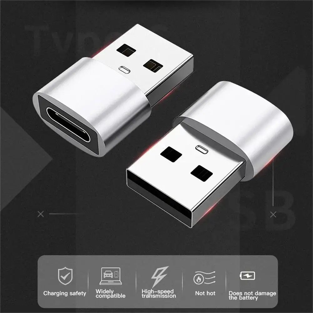 2Pcs USB Type C OTG Converter Portable USB-C Male to Female Adapter Universal Connection for MacBook Laptop Huawei Samsung