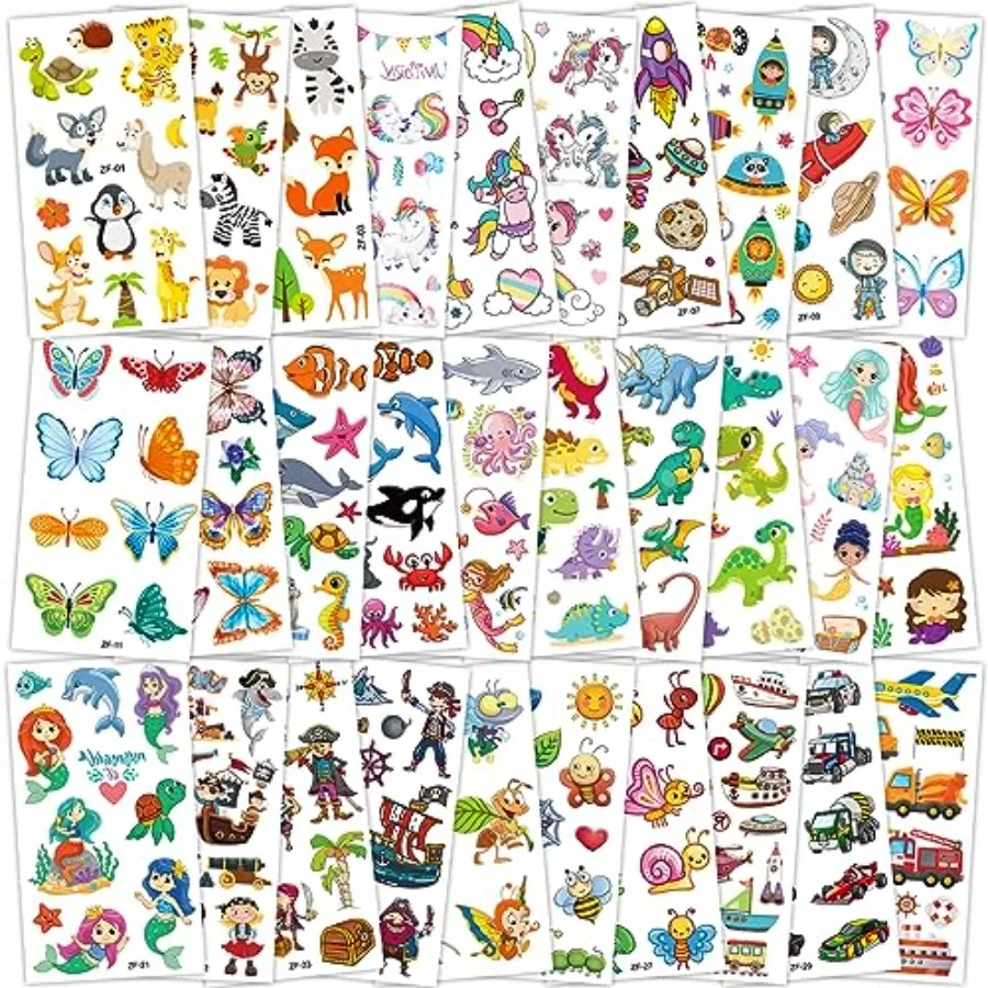 

Temporary Tattoos for,300+ Mixed Styles Temporary Tattoos Stickers Set for Girls and Boys, Space Dinosaur Animals Butterfly Tem