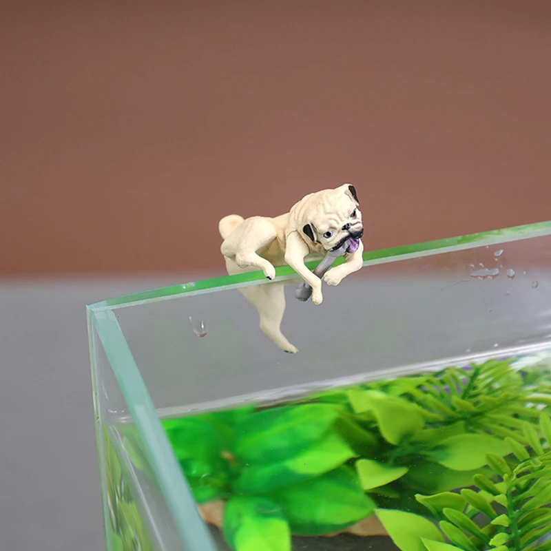 Creative Aquarium Fish Tank Simulation Dog Ornaments Resin Cartoon Climbing Dogs Pendant Fish Tank Wall Landscaping Decor