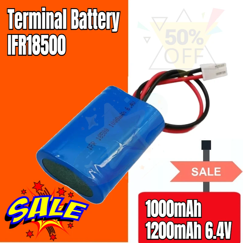IFR 18500 1000mAh 1200mAh 6.4V Lithium Iron Phosphate Battery Pack Emergency Supply Elevator Intercom Terminal Battery IFR18500