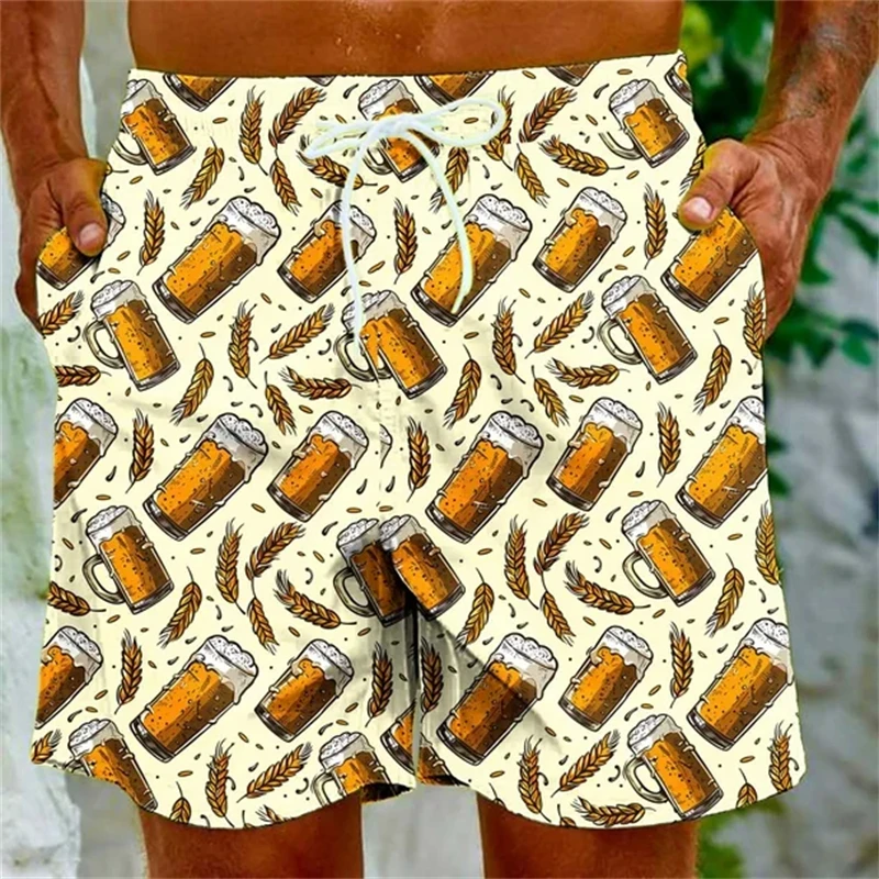 ثلاثية الأبعاد مطبوعة البيرة شورتات للبحر الرجال السباحة جذوع الصيف الرجال سراويل قصيرة الرجال السراويل النساء ملابس السباحة Quivk تجفيف جذوع دروبشيبينغ