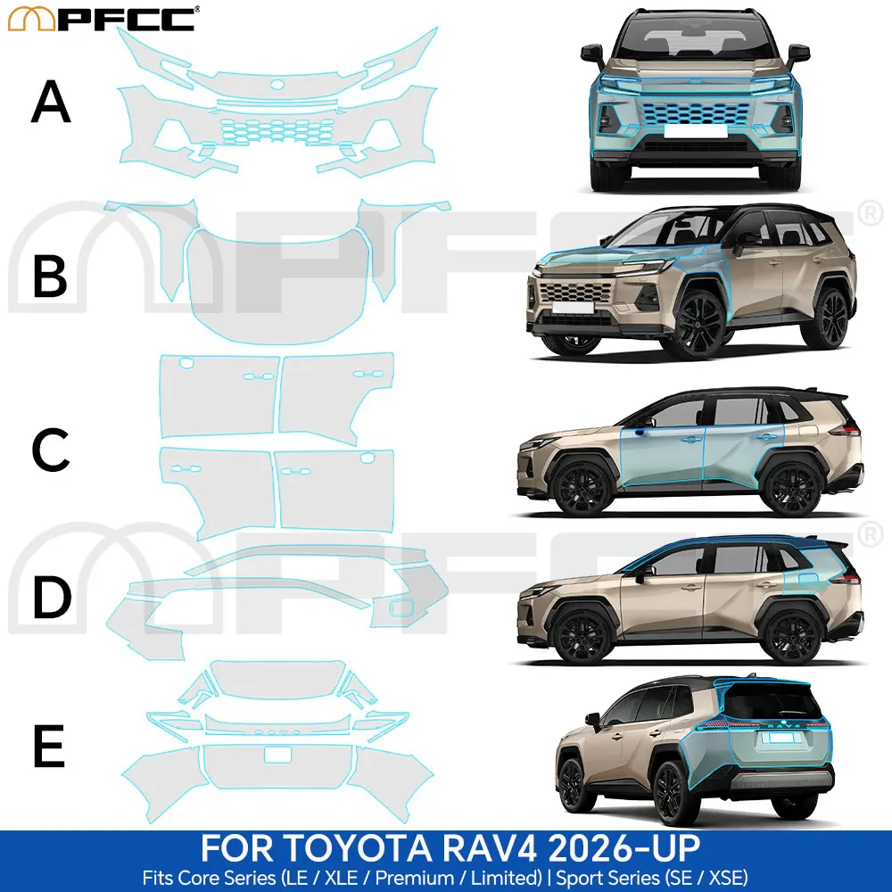 For Toyota RAV4 2026 2027 Full Range of Models TPU Paint Protection Film Anti-scratch Pre-cut PPF Car Clear Bra Resistant Cover