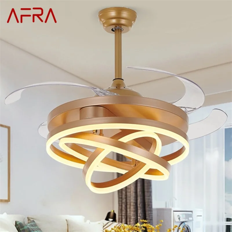 AFRA Ceiling Fan Light Without Blade Lamp Remote Control Modern Creative Gold For Home Living Room 120V 240V