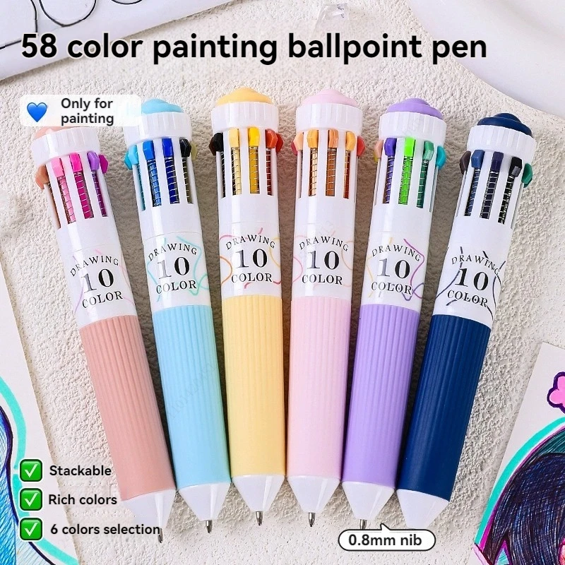 3/6 Pack Multicolor Pens,28/58 Colors, 10-in-1 Colored Ballpoint Pen,0.8mm Fine Point Smooth Writing,Retractable Ballpoint Pens