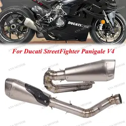 For Ducati Panigale Streetfighter V4 V4S Motorcycle Exhaust Escape System Slip On 2 Muffler V4 Exhaust Titanium