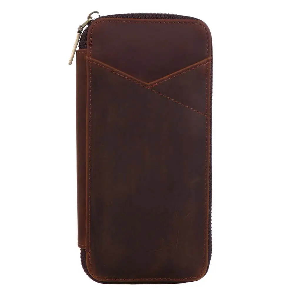 

Handmade Leather Genuine Leather Pencil Case Vintage Style Crazy Horse Leather Pen Case 4 Slots Design Pencil Organizer Bag