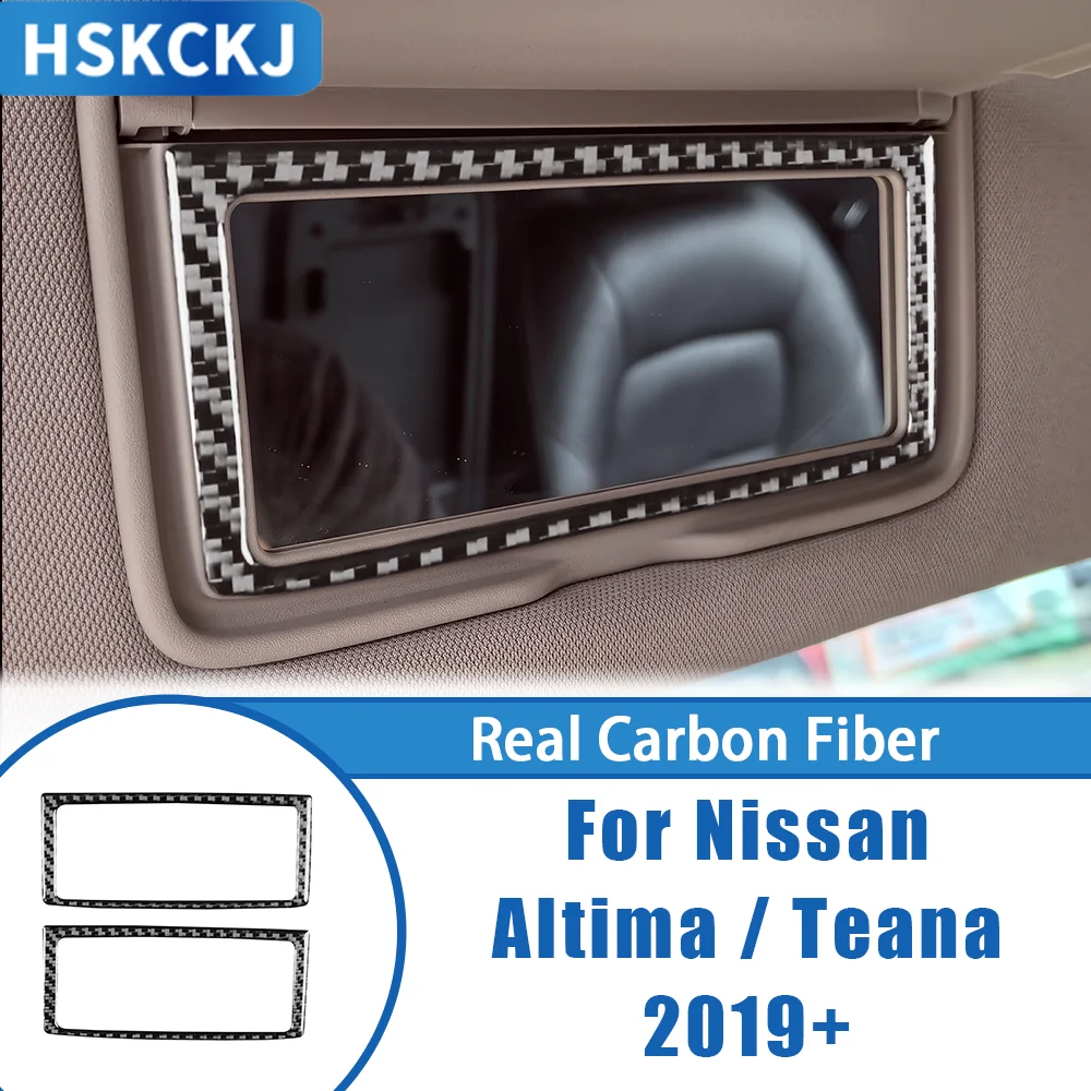 

Carbon Fiber Makeup Mirror Outer Frame Car Accessories Interior Cover Trim Modification Sticker For Nissan Altima Teana 2019+