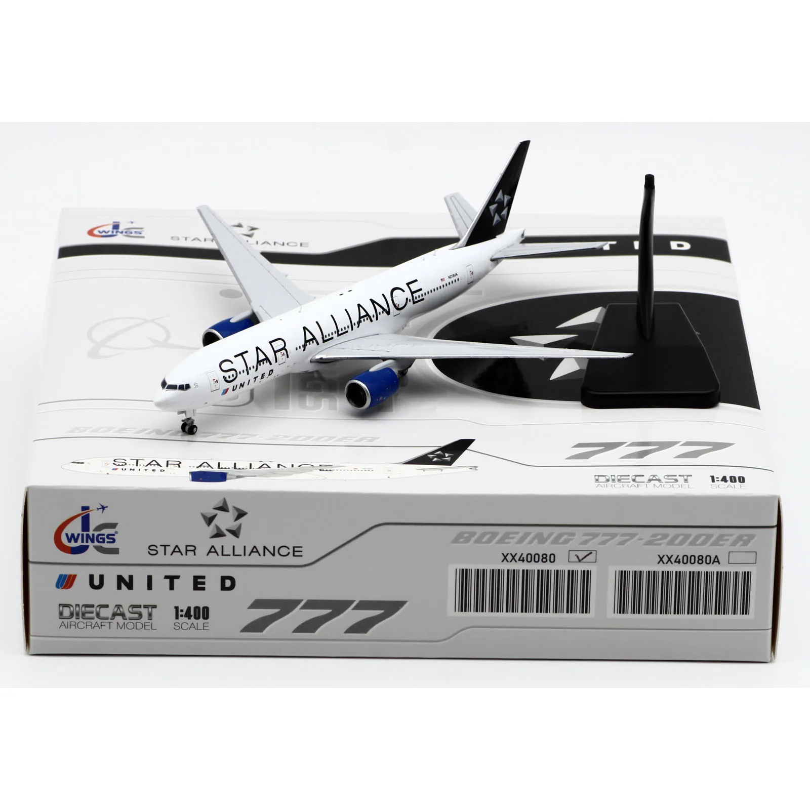 

XX40080 Alloy Collectible Plane JC Wings 1:400 United Airlines "StarAlliance" Boeing B777-200ER Diecast Aircraft Model N218UA