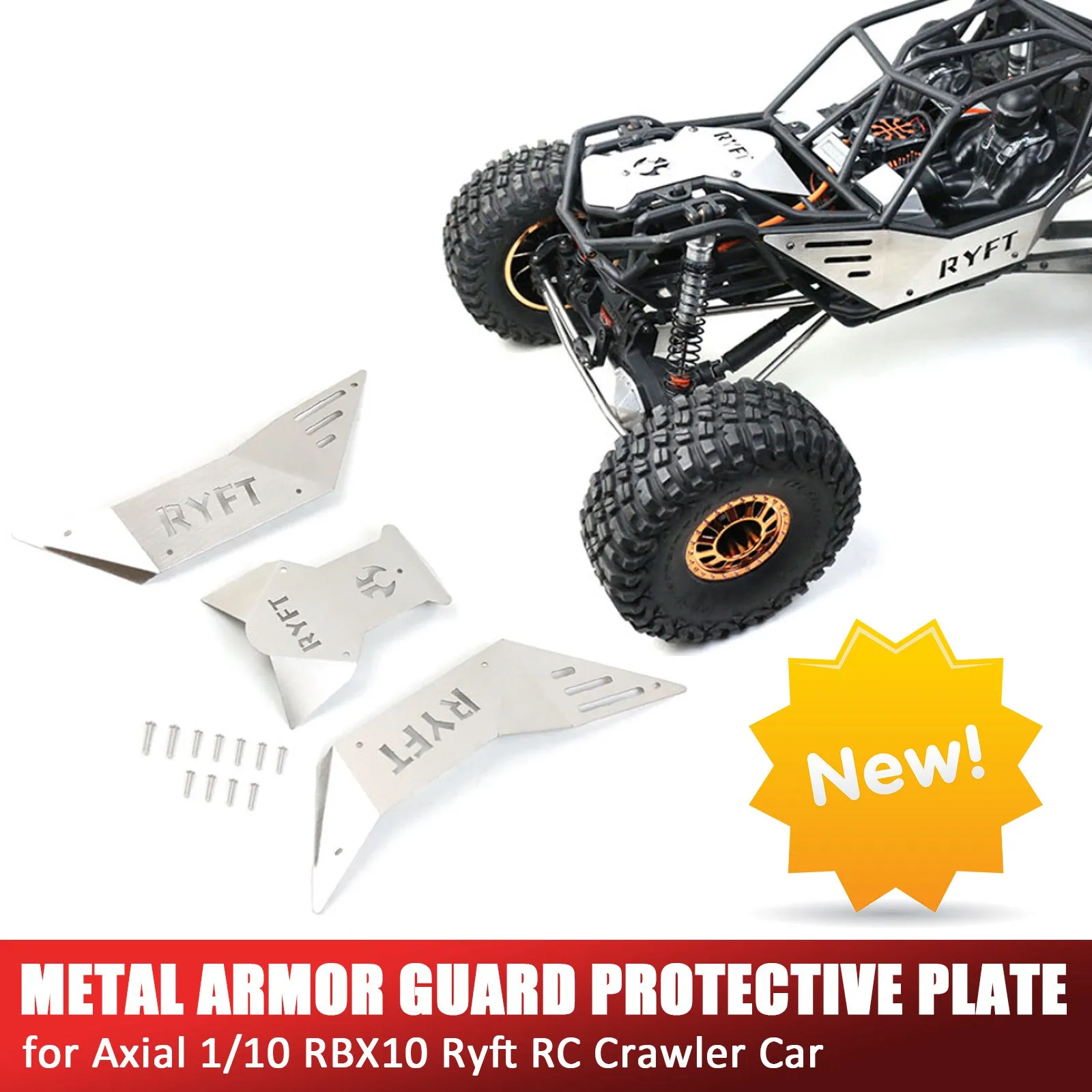 Stainless steel Armor Guard Protective Plate for Axial 1/10 RBX10 Ryft Metal car shell for RC Crawler Car parts RC accessories