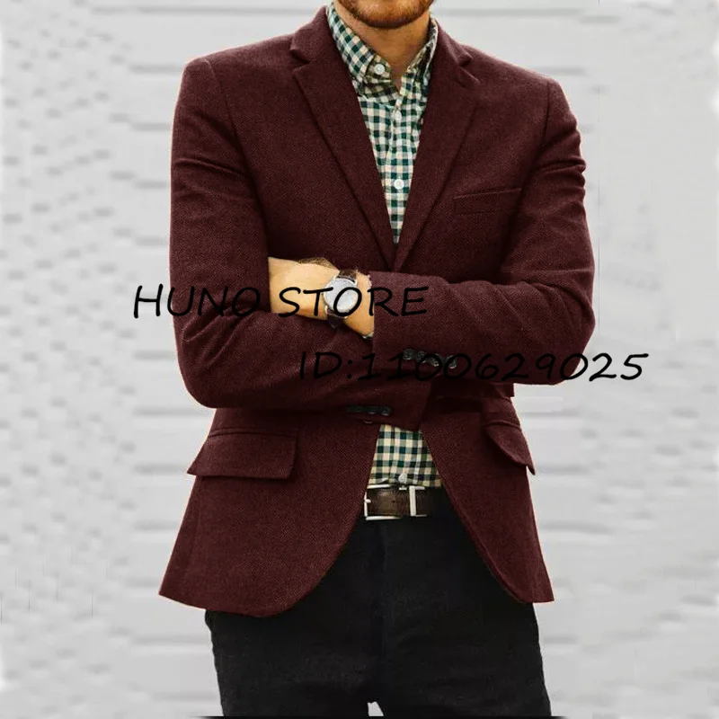 

Men'S Tweed Suit Single Breasted Slim Fit Blazer Dress The Best Male Jacket For Wedding Terno Masculino Completo