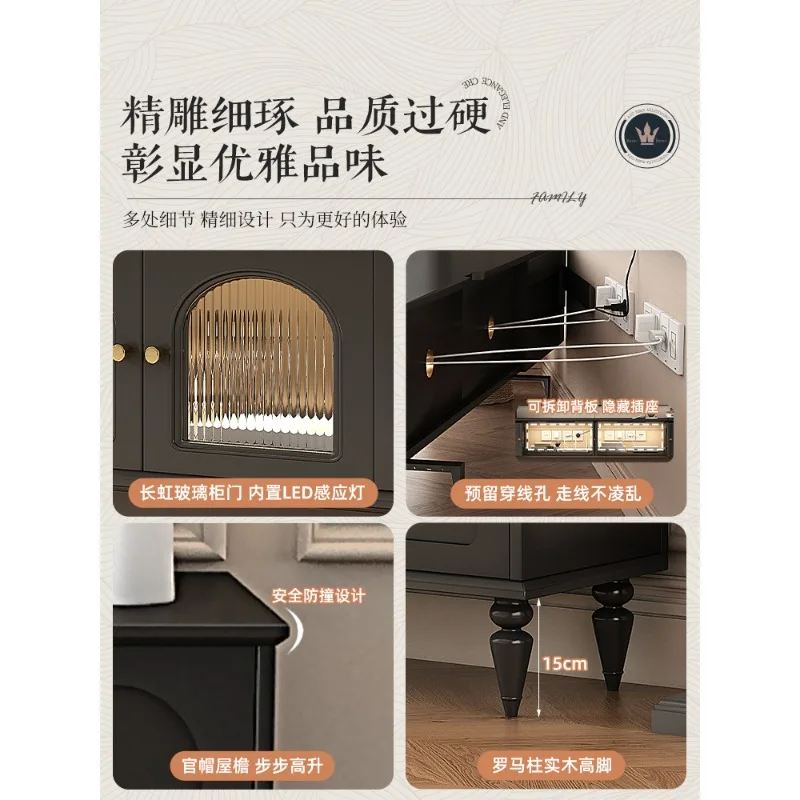 خزانة تلفزيون راقية، مقبس حماية، شقة صغيرة، أثاث غرفة المعيشة، خزانة تلفزيون زجاجية سوداء