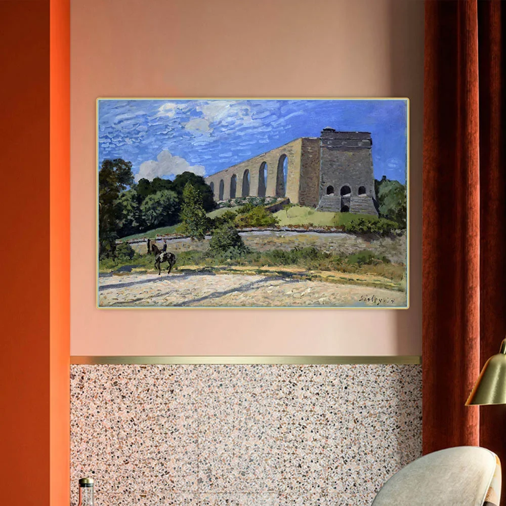 Aqueduct en Marly de Alfred Sisley lienzo pintura al óleo imagen estética obra de arte telón de fondo decoración colgante de pared decoración del hogar