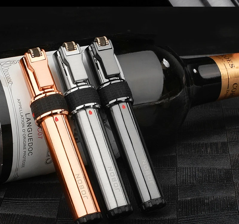 2022 New Jobon Jet Flint Lighter Windproof Gas Torch Lighter Inflated Butane Metal Grinding Wheel Lighter Christmas Gift Men