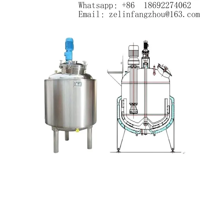 500L SUS304 Food Grade Electric Heating Double Jacket Mixing Tank Movable Laboratory GMP CIP Agitator Reactor
